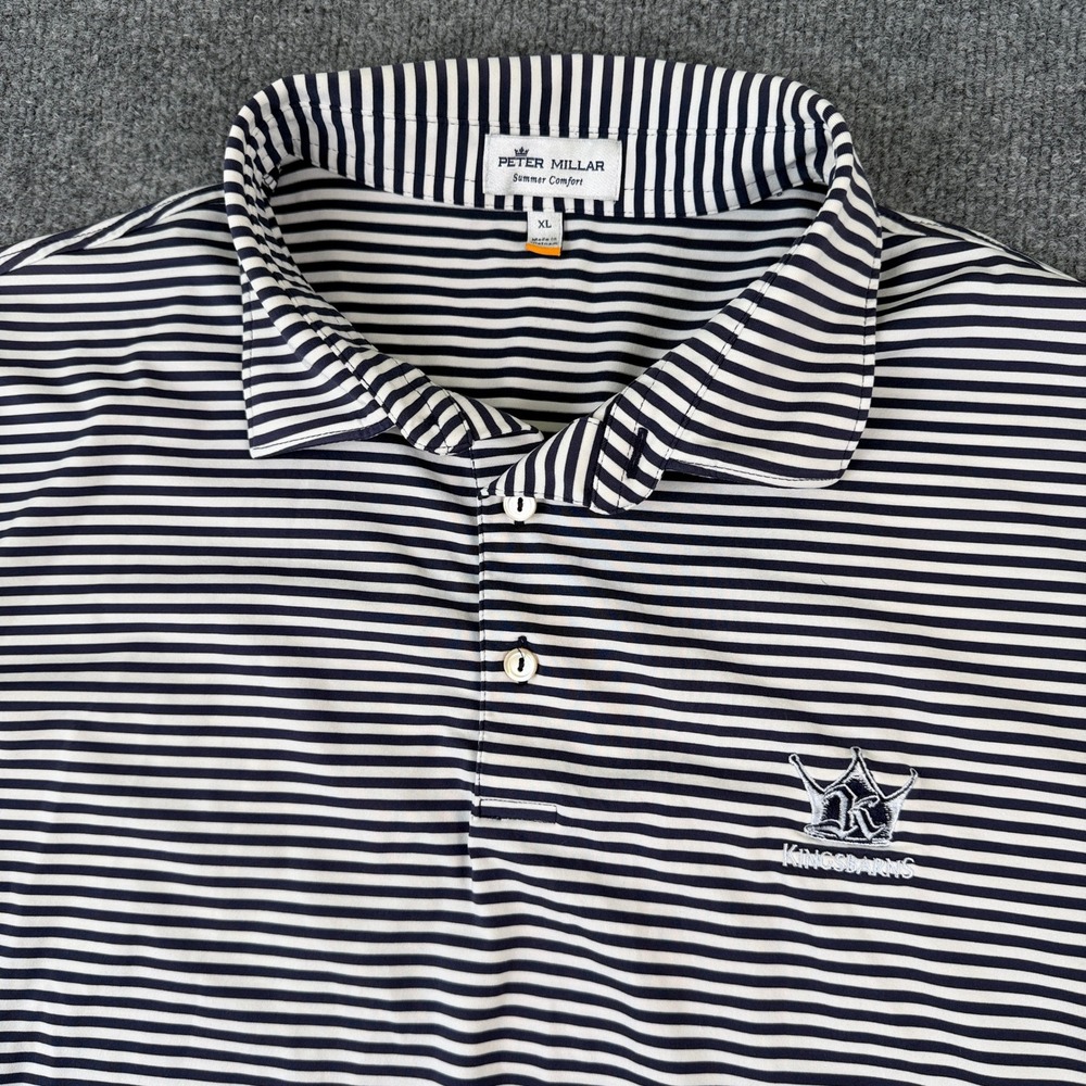 Peter Millar Summer Comfort Kingsbarns Golf Polo Shirt Mens XL Blue White